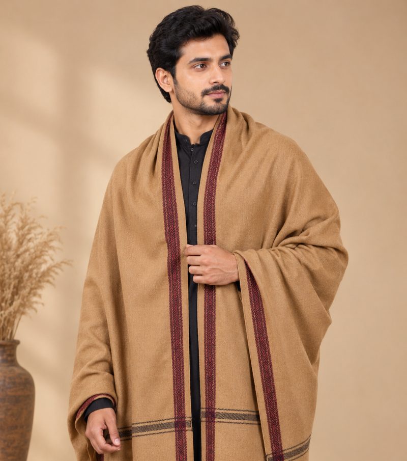 Winter Shawl for Men - Cappuccino Brown